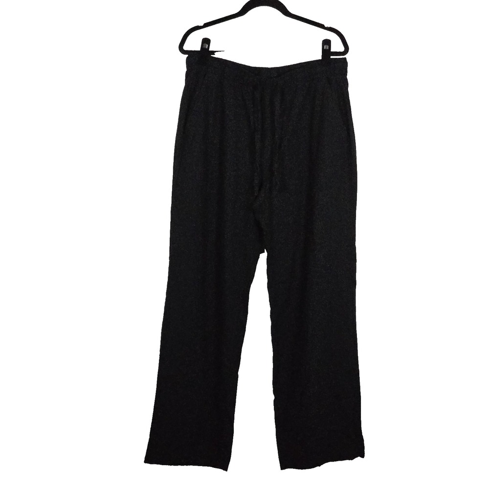 Old Navy Womens Large Tall Linen Rayon Pants Black Wide Leg Lounge Casual